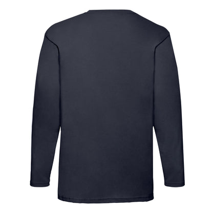 Deep Navy - Back - Fruit Of The Loom Mens Valueweight Long-Sleeved T-Shirt
