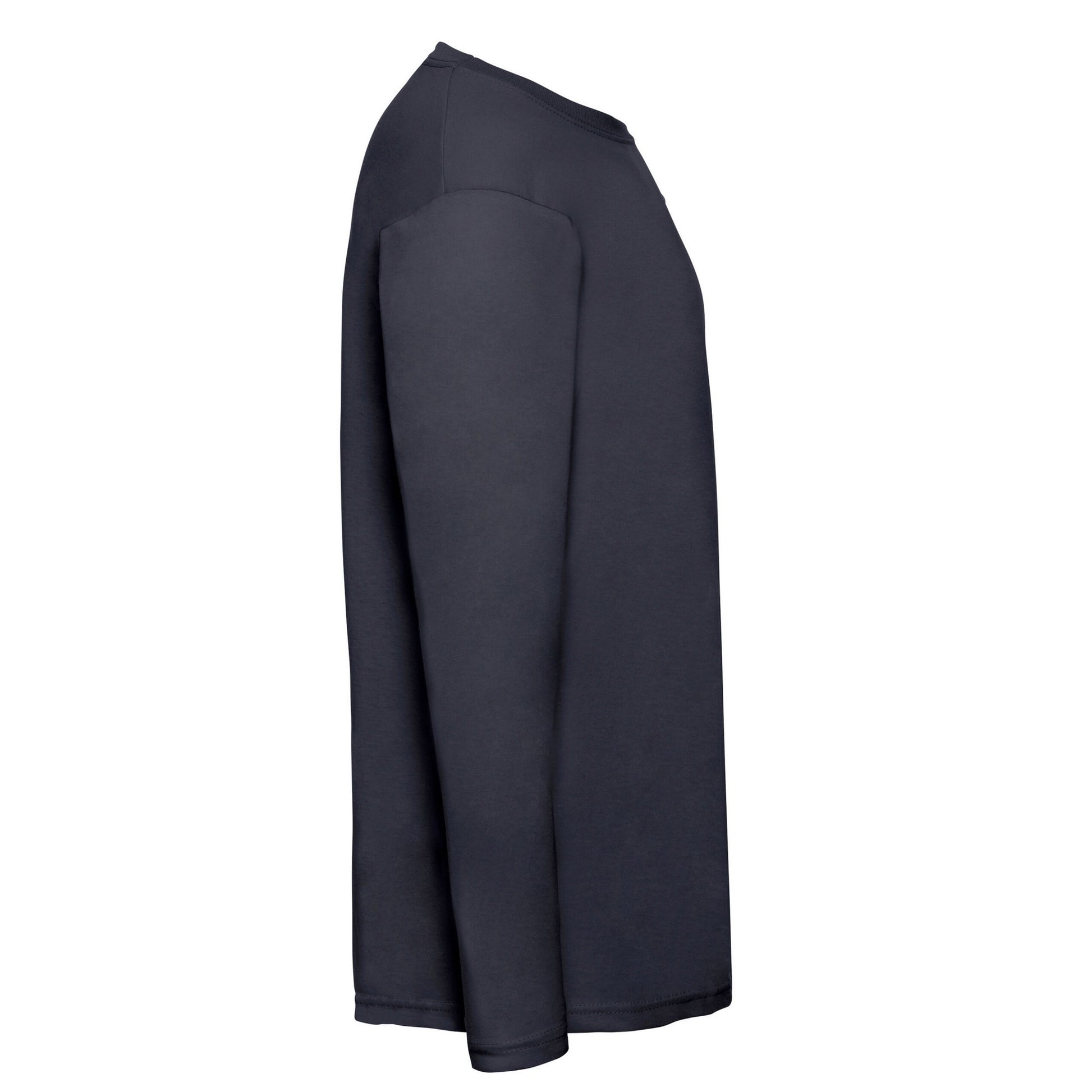 Deep Navy - Side - Fruit Of The Loom Mens Valueweight Long-Sleeved T-Shirt