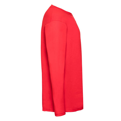 Red - Side - Fruit Of The Loom Mens Valueweight Long-Sleeved T-Shirt