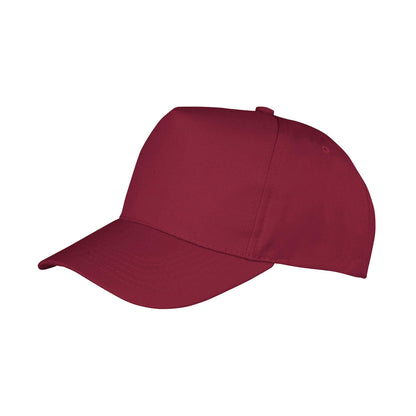 Burgundy - Front - Result Headwear Boston 5 Panel Polycotton Baseball Cap