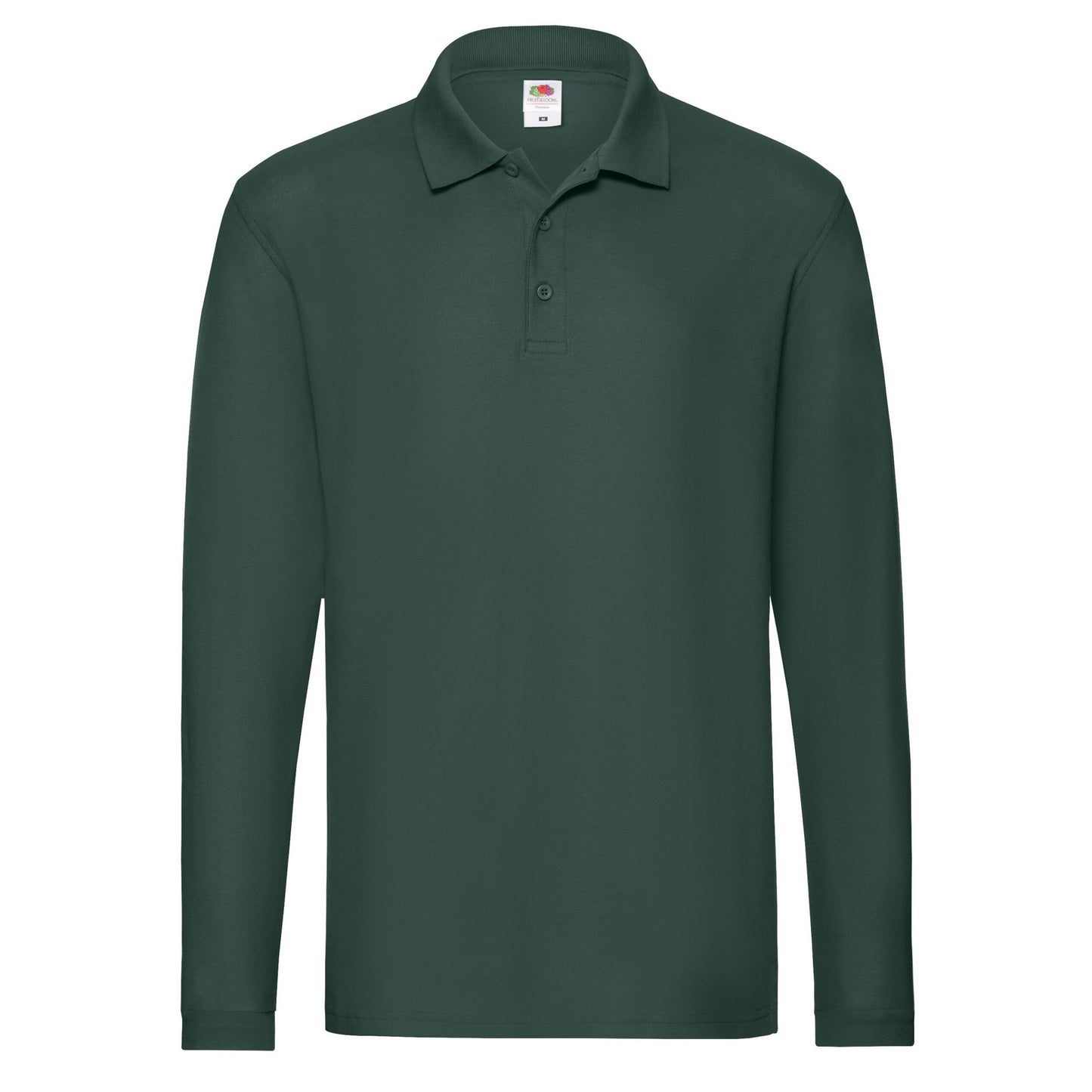 Forest Green - Front - Fruit of the Loom Mens Premium Long-Sleeved Polo Shirt