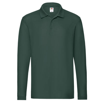 Forest Green - Front - Fruit of the Loom Mens Premium Long-Sleeved Polo Shirt