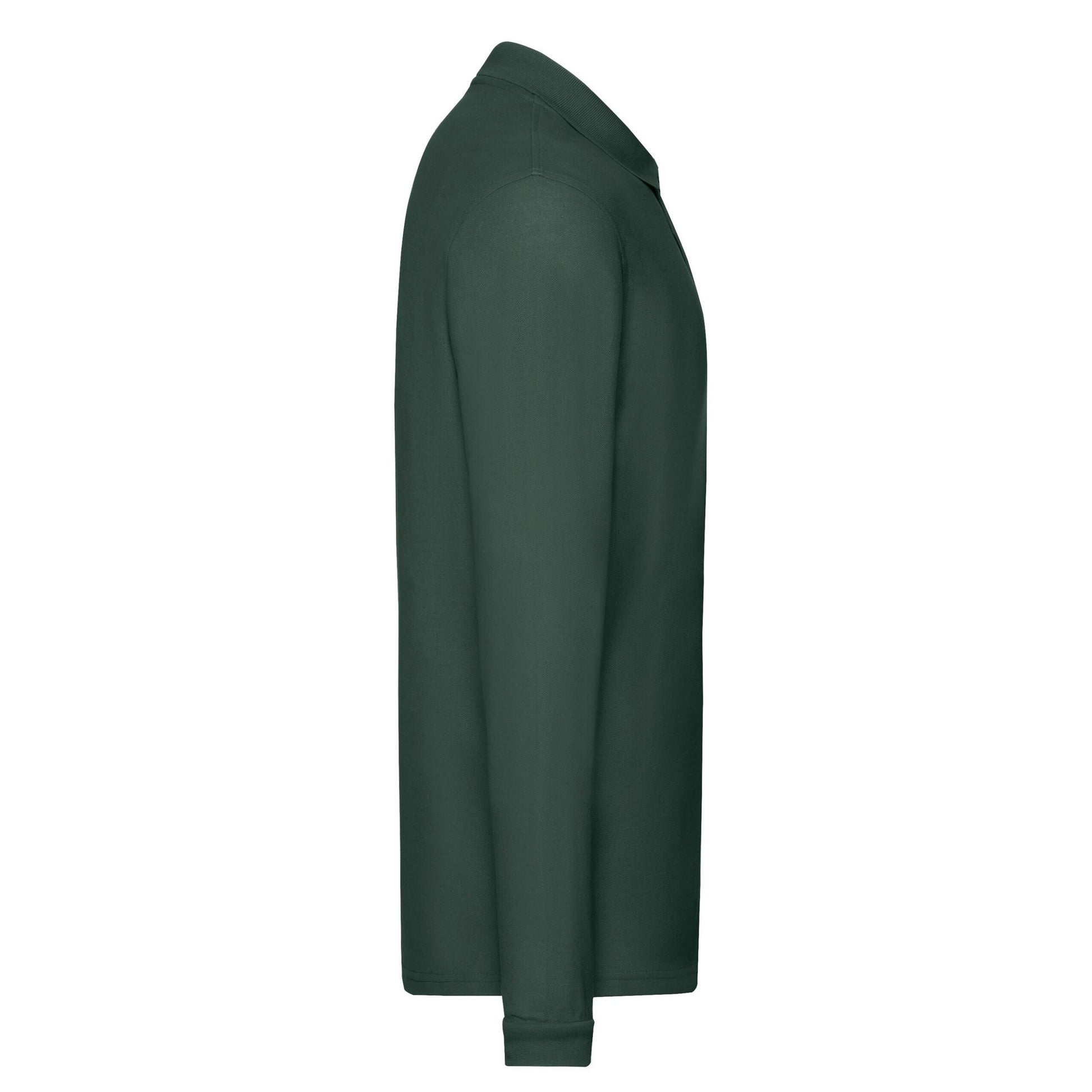 Forest Green - Side - Fruit of the Loom Mens Premium Long-Sleeved Polo Shirt