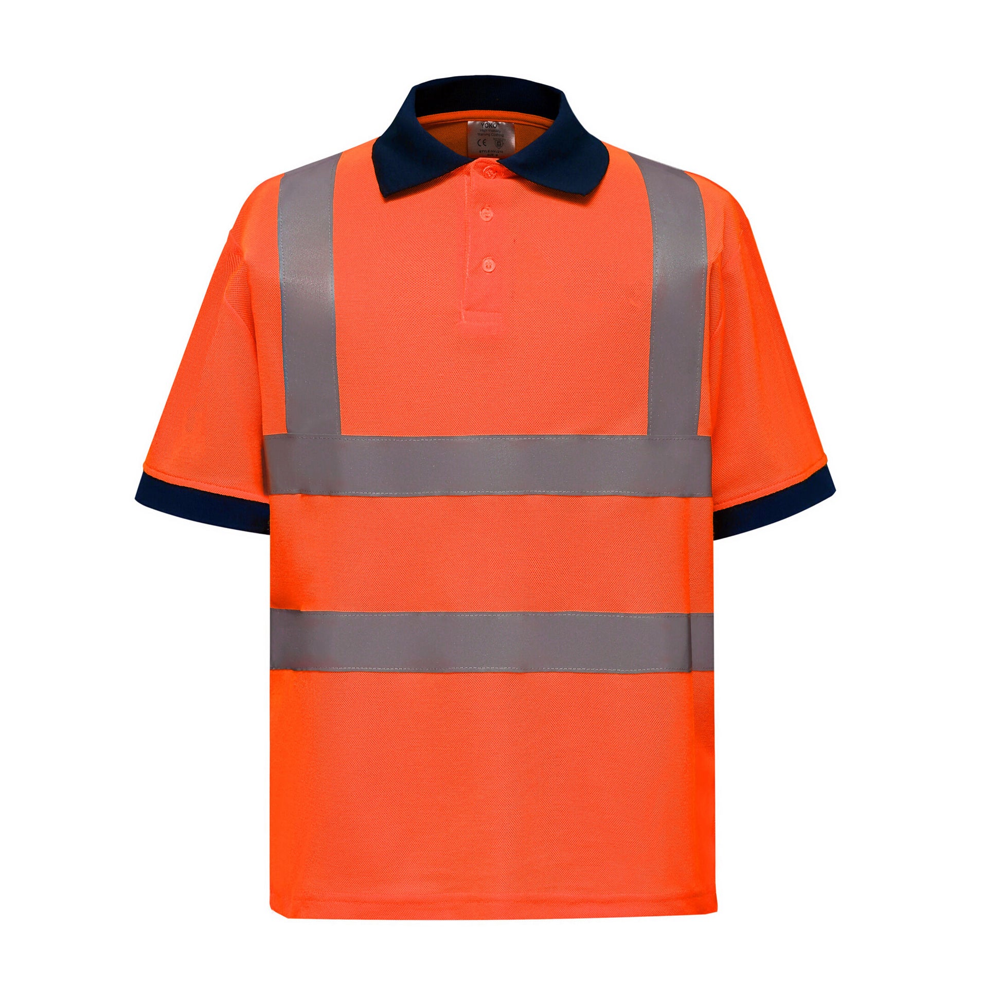 Orange - Front - Yoko Unisex Adult Hi-Vis Safety Short-Sleeved Polo Shirt