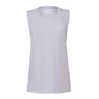 White - Front - Bella + Canvas Womens-Ladies Flowy Muscle Scoop Neck Tank Top