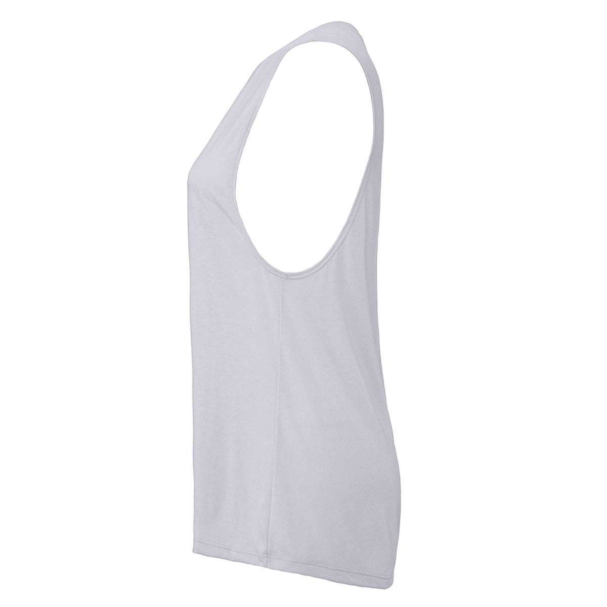 White - Side - Bella + Canvas Womens-Ladies Flowy Muscle Scoop Neck Tank Top