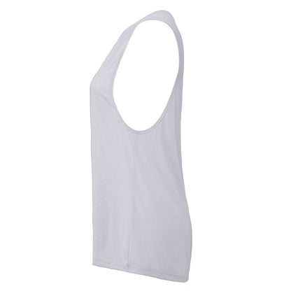 White - Side - Bella + Canvas Womens-Ladies Flowy Muscle Scoop Neck Tank Top