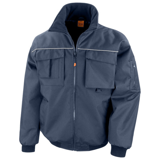 Navy - Front - WORK-GUARD by Result Mens Sabre Pilot Jacket
