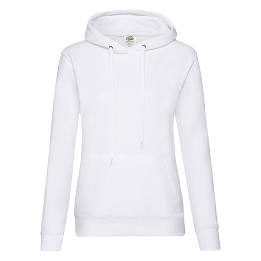 White - Front - Fruit of the Loom Womens-Ladies Classic 80-20 Lady Fit Hoodie