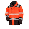 Fluorescent Orange-Black - Front - SAFE-GUARD by Result Unisex Adult Softshell Safety Coat