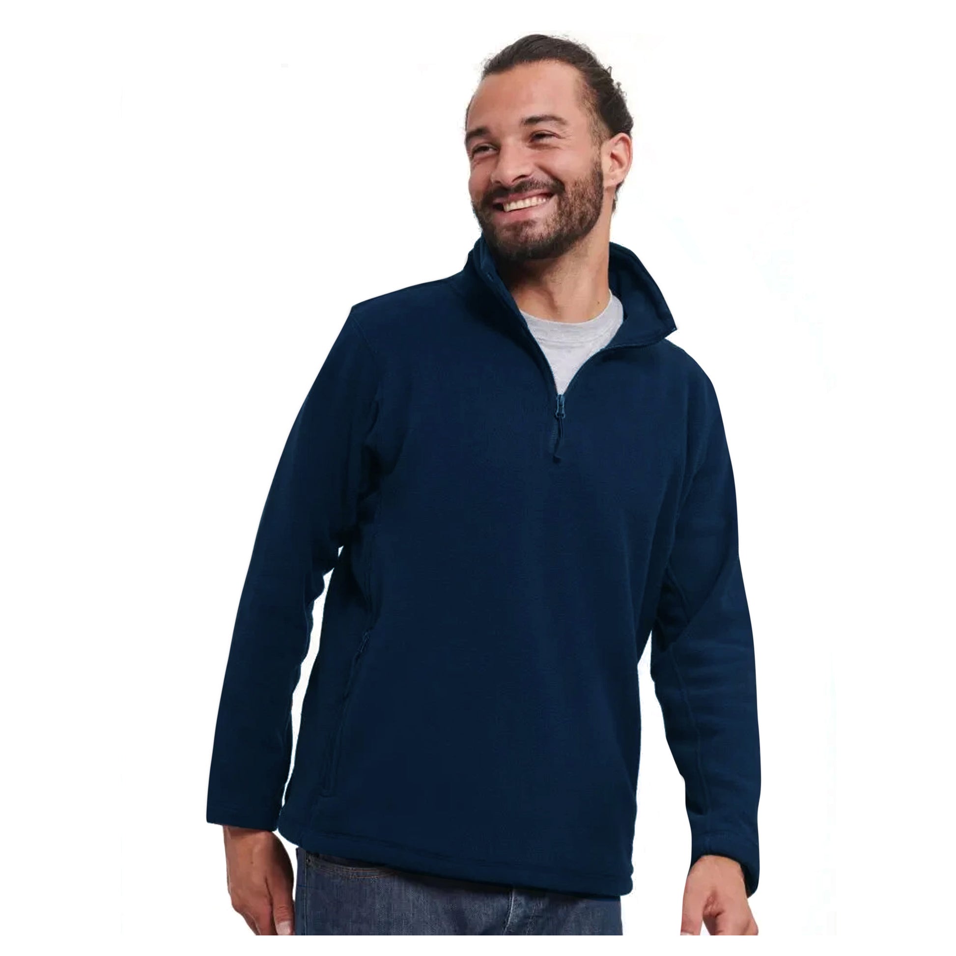 French Navy - Back - Russell Mens Quarter Zip Fleece Top
