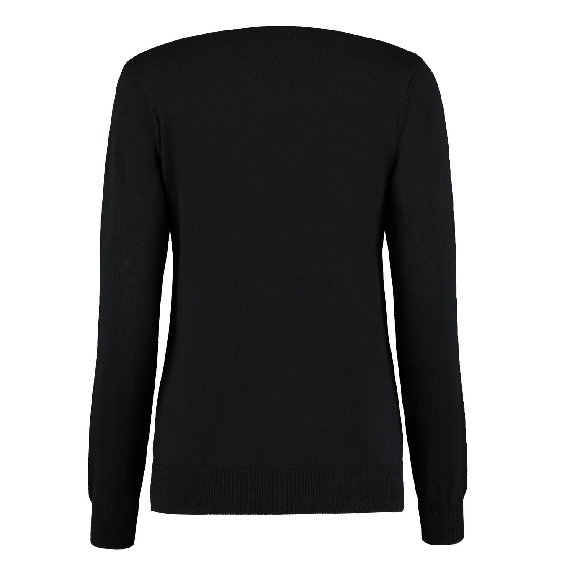 Black - Back - Kustom Kit Womens-Ladies Arundel V Neck Long-Sleeved Sweater Top