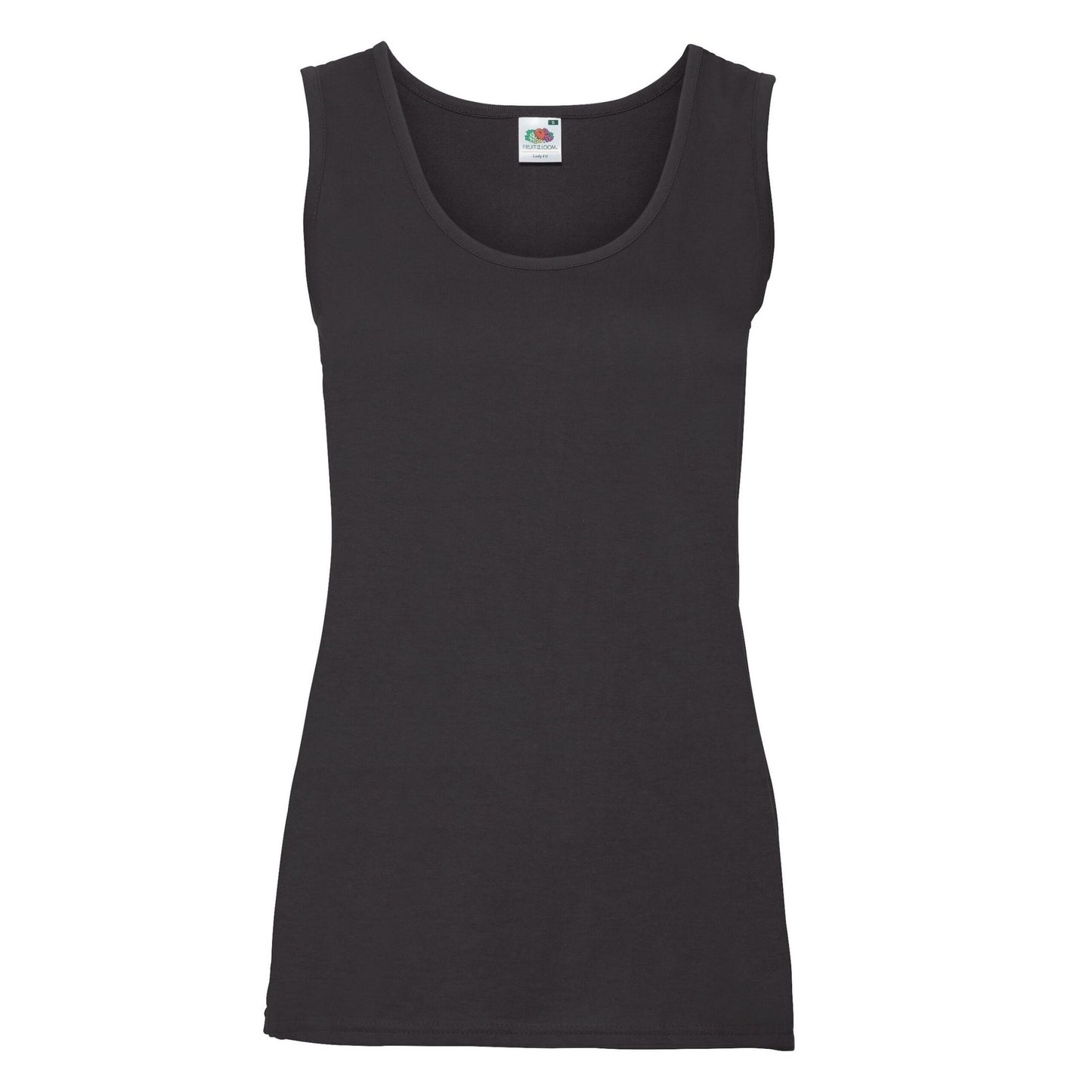 Black - Front - Fruit of the Loom Womens-Ladies Valueweight Lady Fit Vest Top