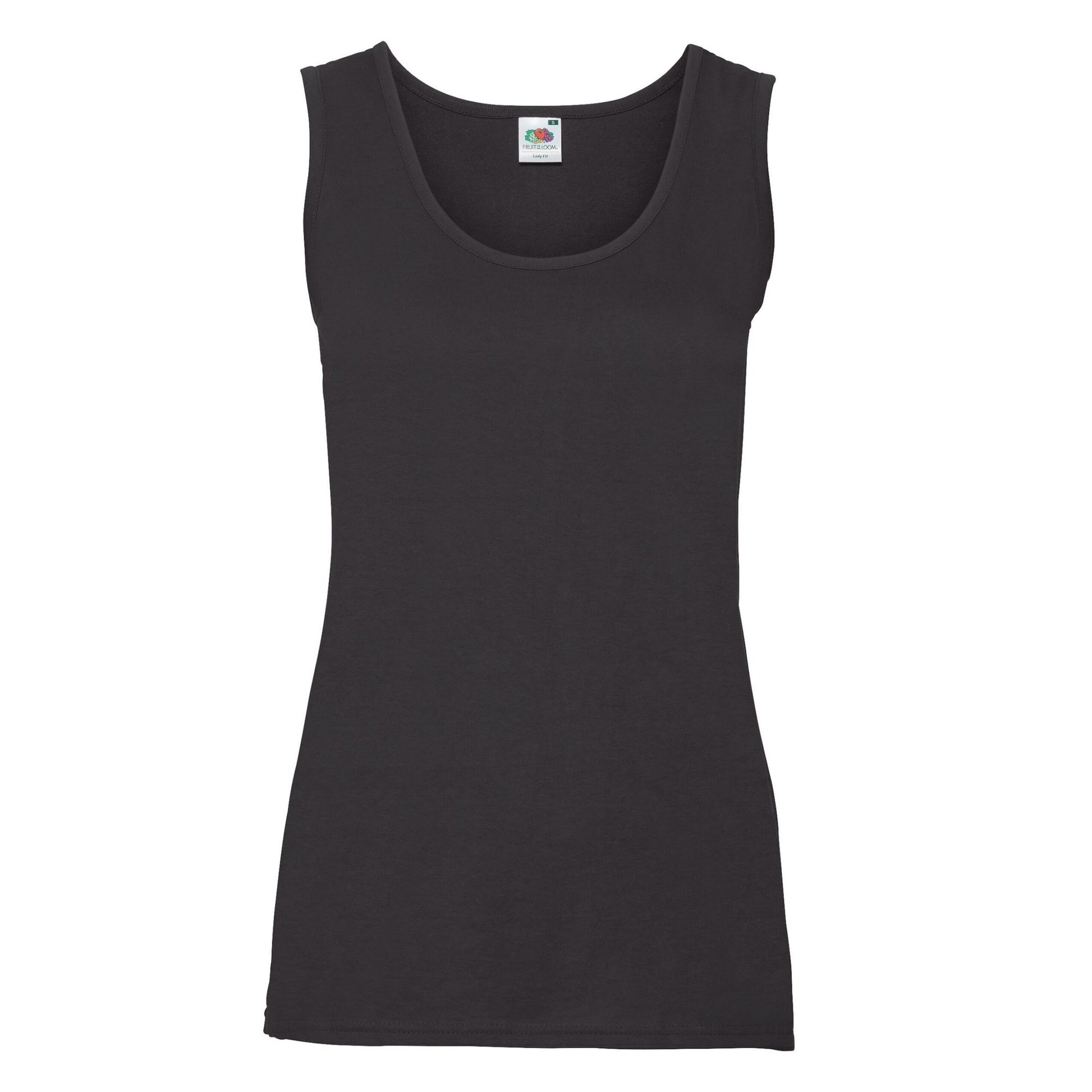 Black - Front - Fruit of the Loom Womens-Ladies Valueweight Lady Fit Vest Top