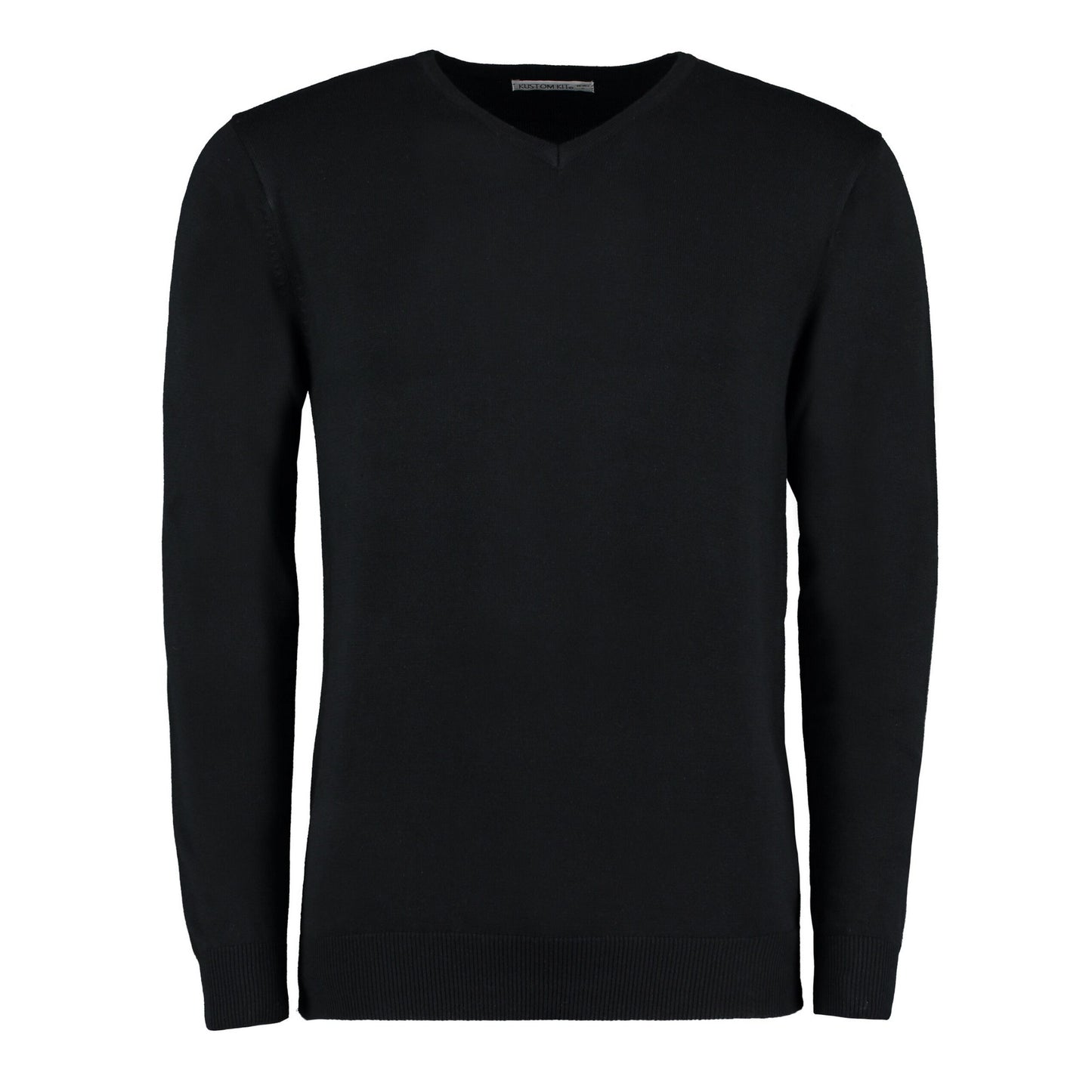 Black - Front - Kustom Kit Mens Arundel V Neck Long-Sleeved Jumper