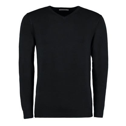 Black - Front - Kustom Kit Mens Arundel V Neck Long-Sleeved Jumper