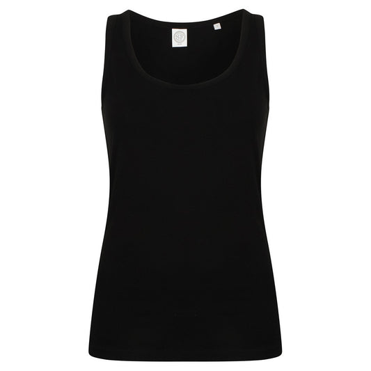 Black - Front - SF Womens-Ladies Feel Good Stretch Tank Top