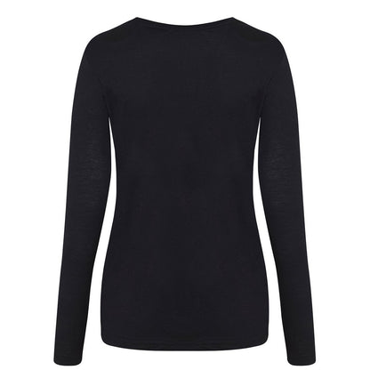 Solid Black - Back - Awdis Womens-Ladies Triblend Long-Sleeved T-Shirt