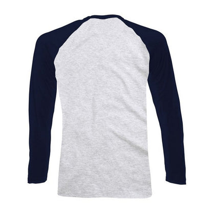 Grey-Deep Navy - Back - Fruit Of The Loom Mens Long-Sleeved Baseball T-Shirt