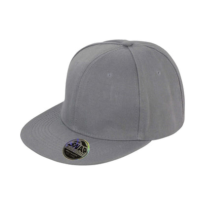 Heather Grey - Front - Result Headwear Bronx Original Flat Peak Snapback Cap