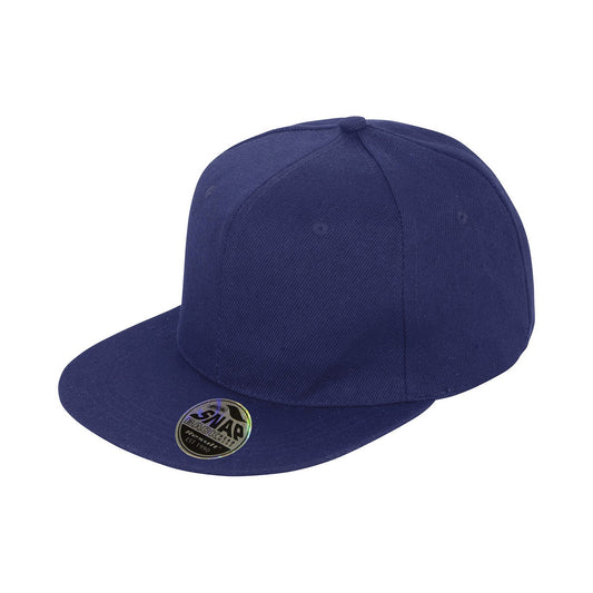 Navy - Front - Result Headwear Bronx Original Flat Peak Snapback Cap