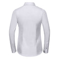 White - Back - Russell Collection Womens-Ladies Herringbone Long-Sleeved Shirt