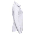 White - Side - Russell Collection Womens-Ladies Herringbone Long-Sleeved Shirt