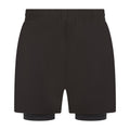 Black-Black - Back - Tombo Mens Double Layered Shorts
