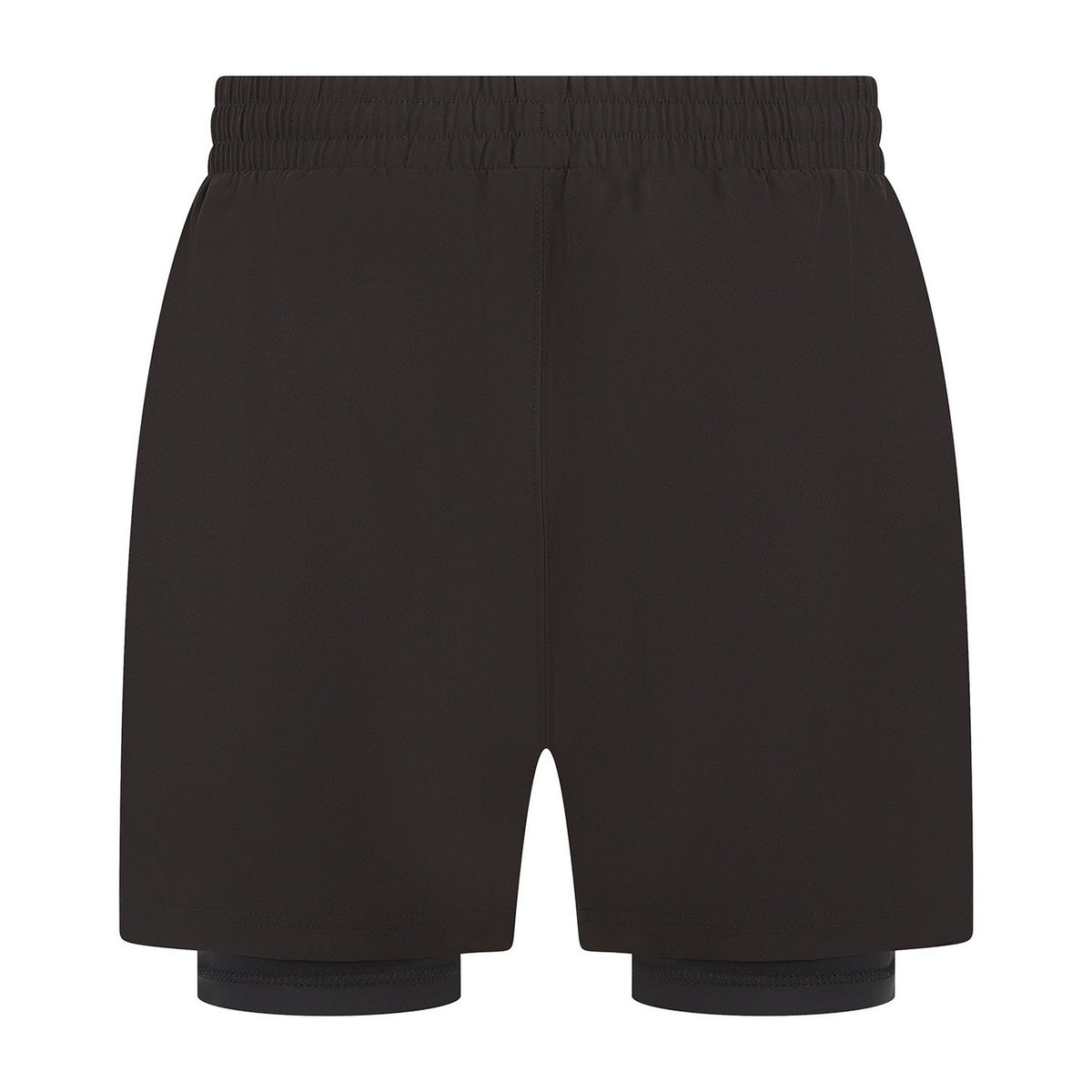 Black-Black - Back - Tombo Mens Double Layered Shorts