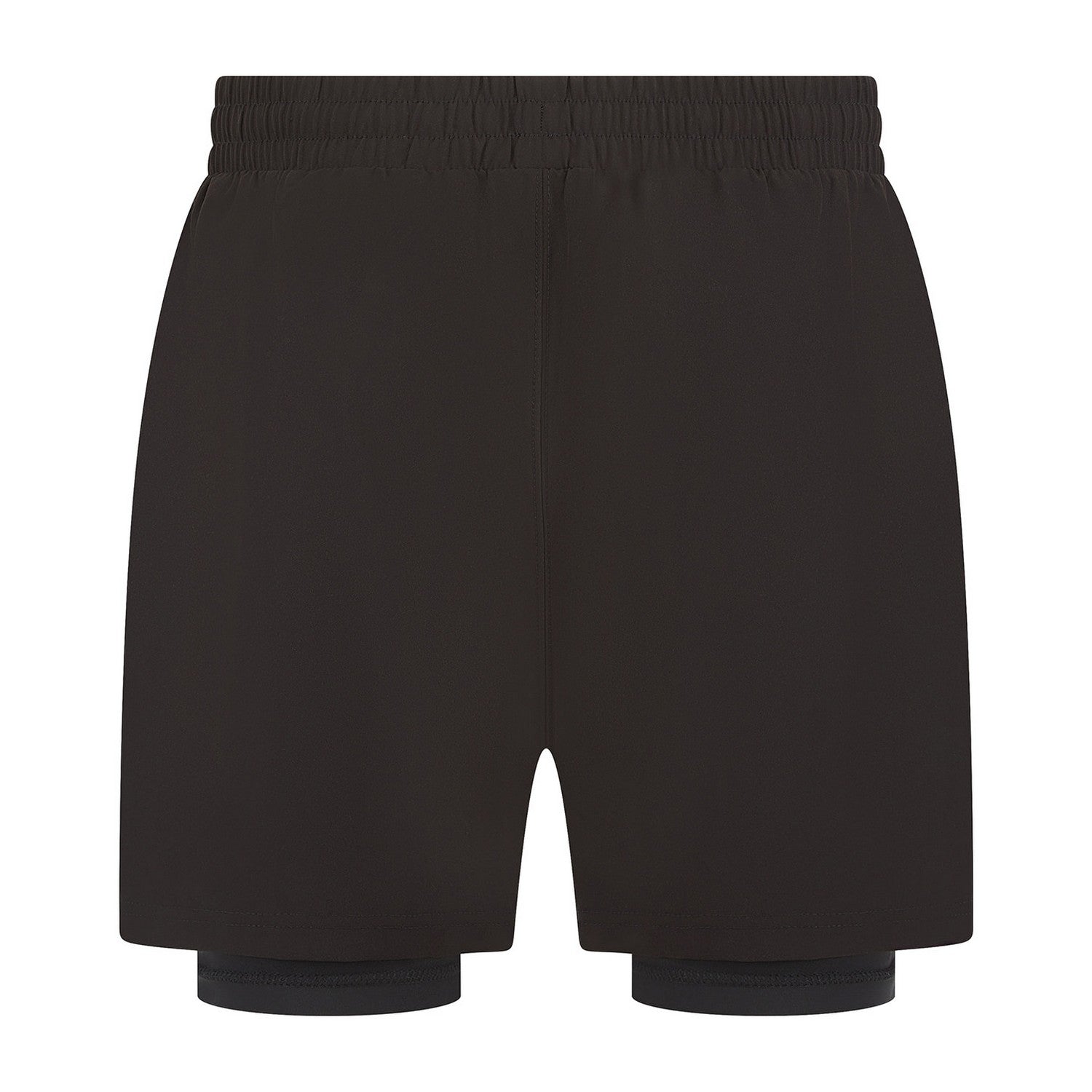 Black-Black - Back - Tombo Mens Double Layered Shorts