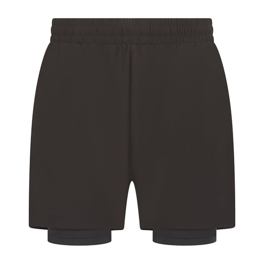 Black-Black - Front - Tombo Mens Double Layered Shorts