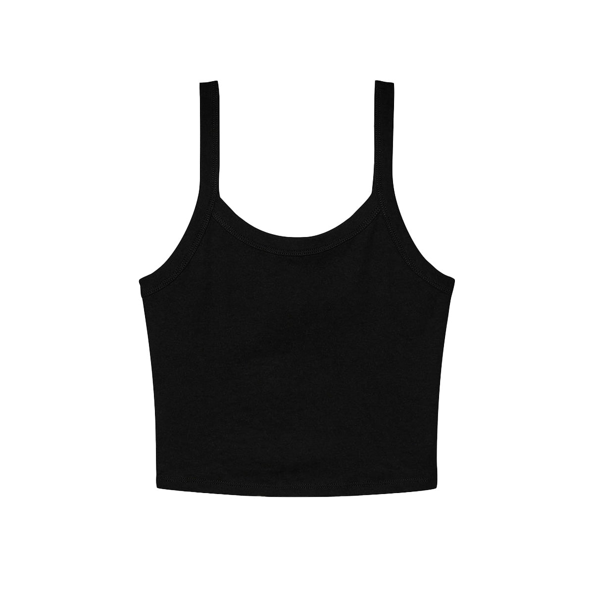 Solid Black - Front - Bella + Canvas Womens-Ladies Plain Micro-Rib Spaghetti Strap Tank Top