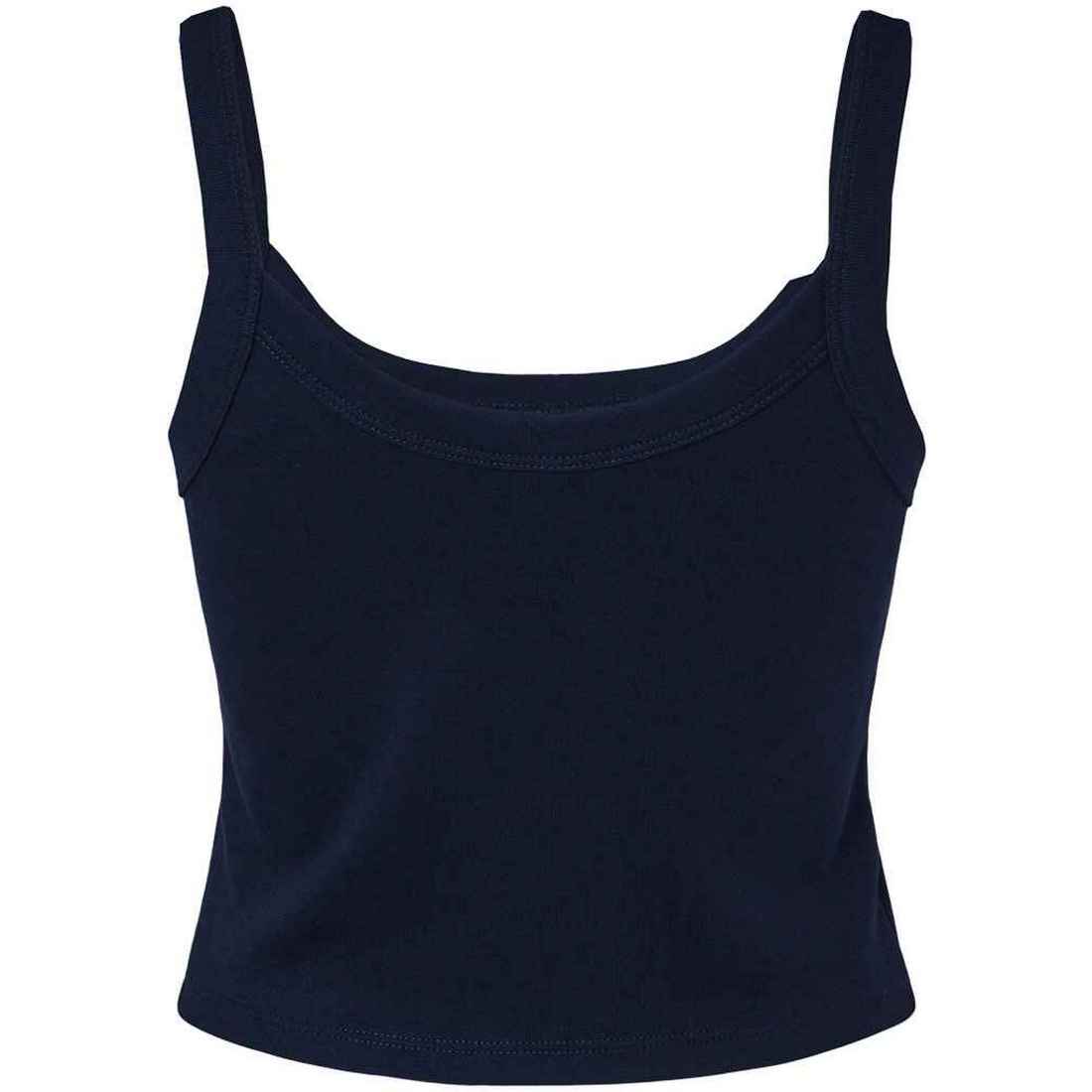 Solid Navy - Back - Bella + Canvas Womens-Ladies Plain Micro-Rib Spaghetti Strap Tank Top