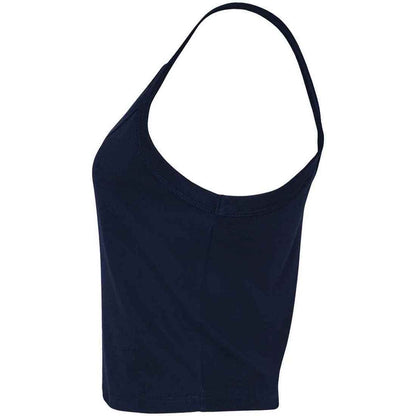 Solid Navy - Side - Bella + Canvas Womens-Ladies Plain Micro-Rib Spaghetti Strap Tank Top