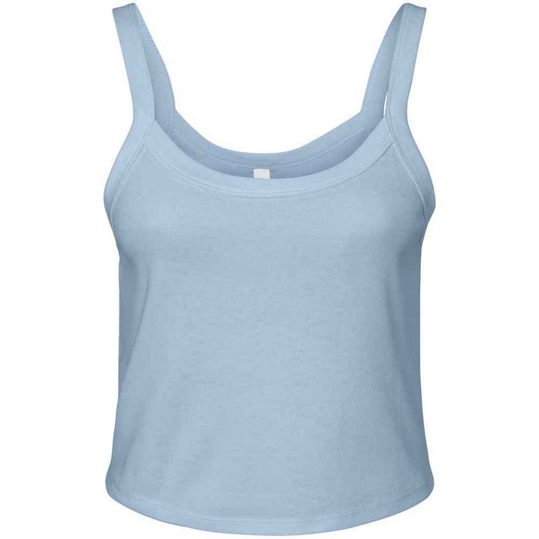 Solid Baby Blue - Front - Bella + Canvas Womens-Ladies Plain Micro-Rib Spaghetti Strap Tank Top