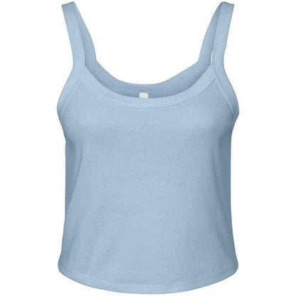 Solid Baby Blue - Front - Bella + Canvas Womens-Ladies Plain Micro-Rib Spaghetti Strap Tank Top