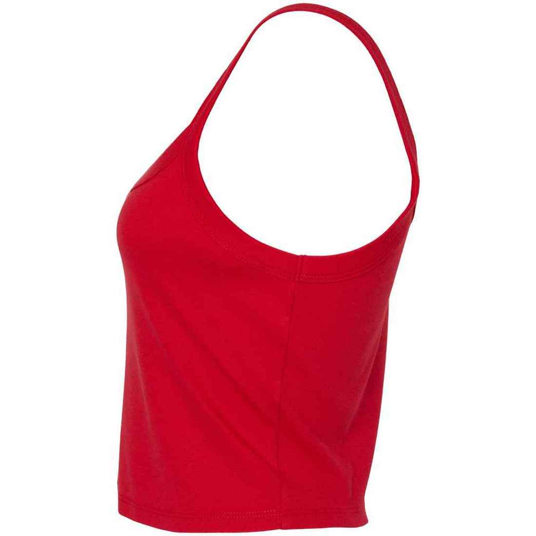 Solid Red - Side - Bella + Canvas Womens-Ladies Plain Micro-Rib Spaghetti Strap Tank Top