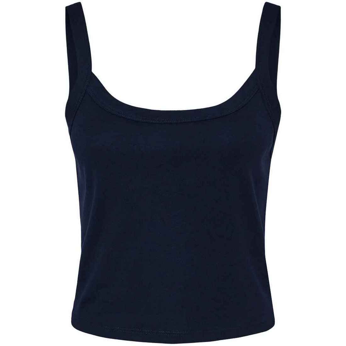 Solid Navy - Front - Bella + Canvas Womens-Ladies Plain Micro-Rib Spaghetti Strap Tank Top