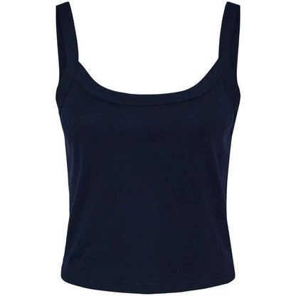 Solid Navy - Front - Bella + Canvas Womens-Ladies Plain Micro-Rib Spaghetti Strap Tank Top