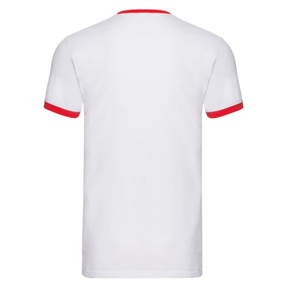 White-Red - Back - Fruit Of The Loom Mens Ringer T-Shirt