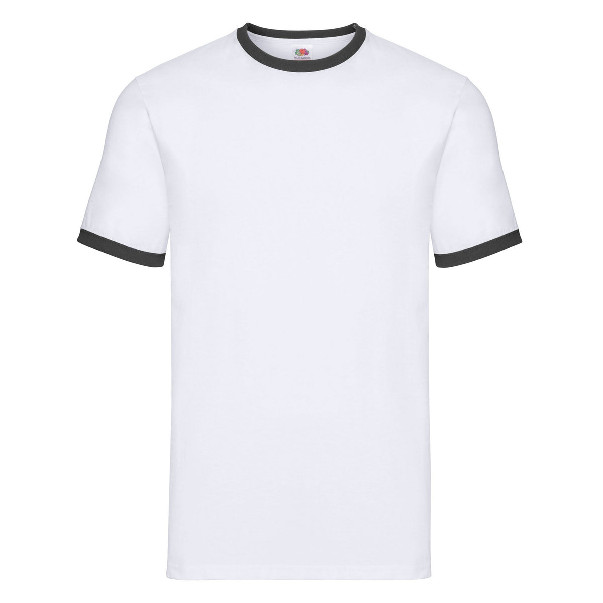 White-Black - Front - Fruit Of The Loom Mens Ringer T-Shirt