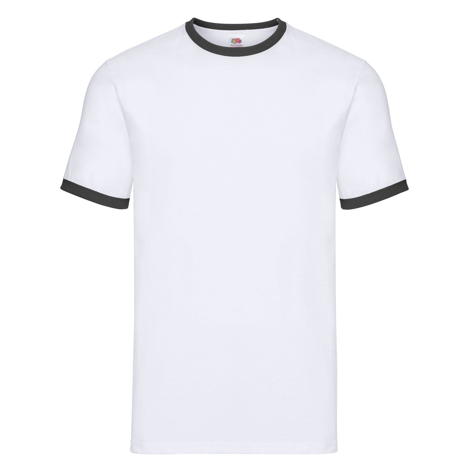 White-Black - Front - Fruit Of The Loom Mens Ringer T-Shirt