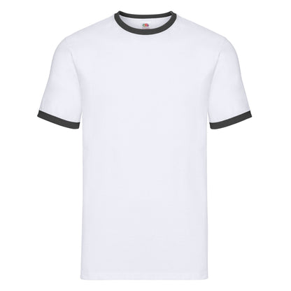White-Black - Front - Fruit Of The Loom Mens Ringer T-Shirt