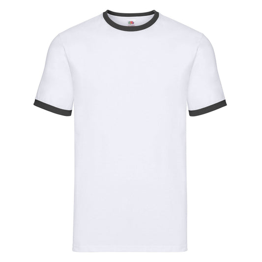 White-Black - Front - Fruit Of The Loom Mens Ringer T-Shirt