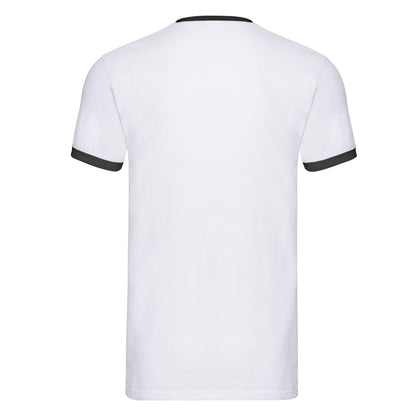White-Black - Back - Fruit Of The Loom Mens Ringer T-Shirt