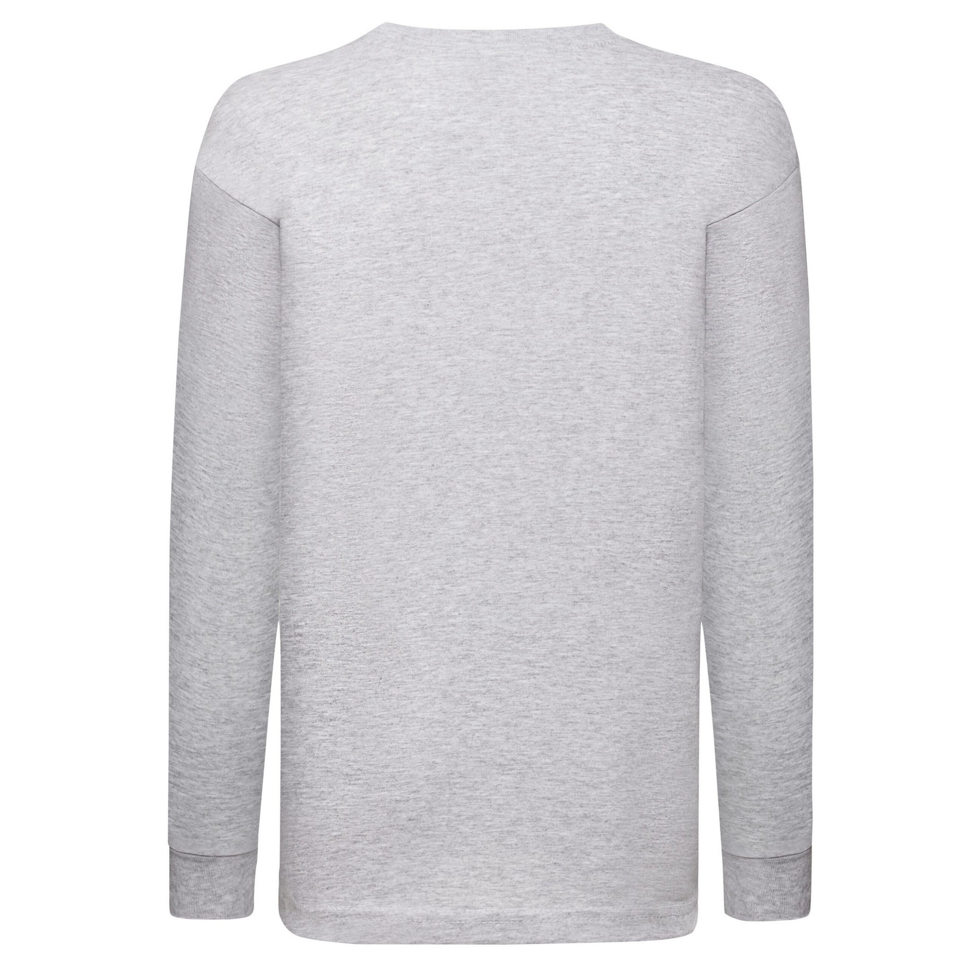 Grey - Back - Fruit of the Loom Childrens-Kids Valueweight Heather Long-Sleeved T-Shirt