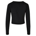 Black - Back - Build Your Brand Womens-Ladies Long-Sleeved Crop Top