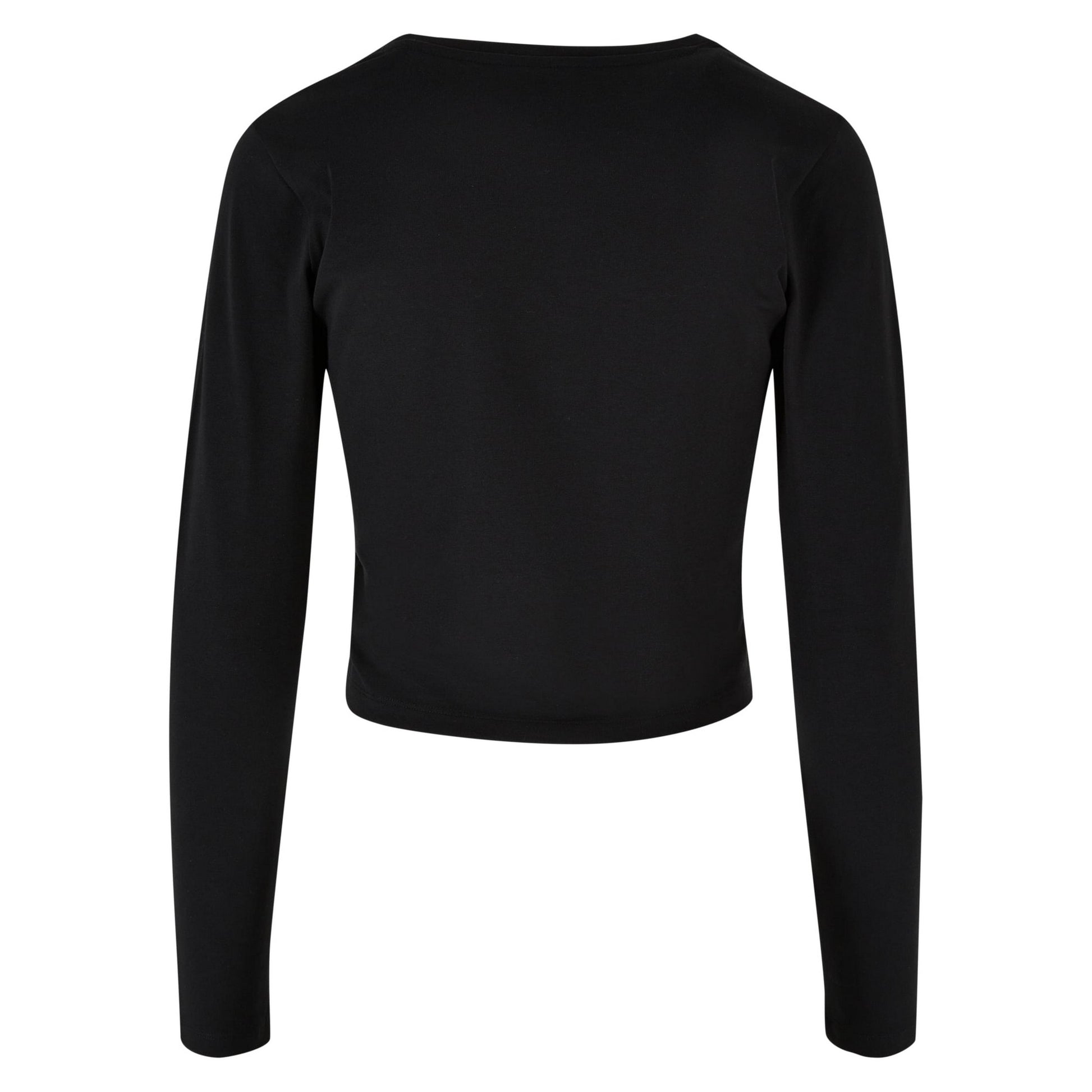 Black - Back - Build Your Brand Womens-Ladies Long-Sleeved Crop Top