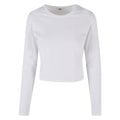 White - Front - Build Your Brand Womens-Ladies Long-Sleeved Crop Top