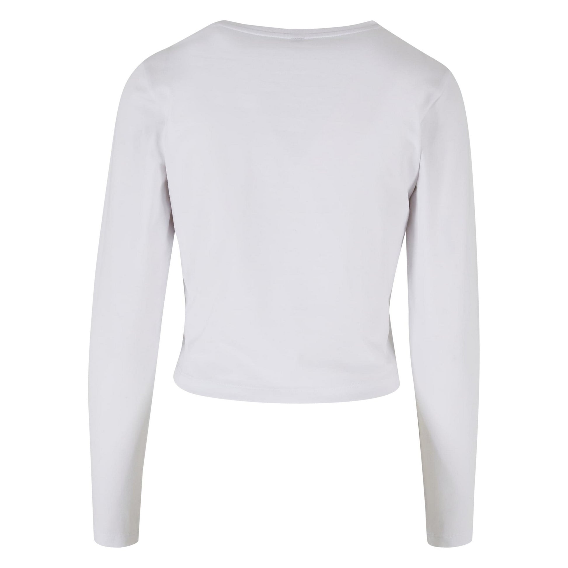 White - Back - Build Your Brand Womens-Ladies Long-Sleeved Crop Top